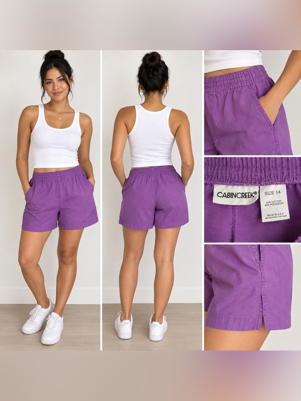 Cabin Creek Violet Elastic-Waist Women's Shorts